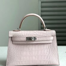 HERMES ケリー 19cm ワニ革 パープル ショルダーバッグ 高品質 19cm Kelly 19cm サイズ:19cm