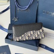 DIOR 2ADBC315YKK サドル長財布 ジッピー 黒粒面牛皮 サイズ:19.8x11cm