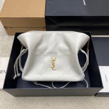SAINT LAURENT 862712 ラムレザー ホワイト、ゴールド、クリーム トートバッグ ジェイミー 26x18x11cm サイズ:26x18x11cm