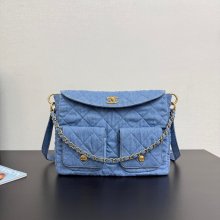 CHANEL デニム 菱格紋 斜め掛けバッグ クラシック 小 30×22×5cm サイズ:30×22×5cm
