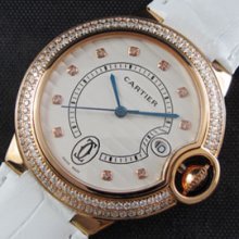 CARTIER バロンブルー ベゼル全面ダイヤ レディース腕時計