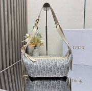 DIOR 2416SIZE モノグラム、レター、フラワー ブルー、ゴールド 斜め掛けバッグ、ショルダーバッグ、ハンドバッグ 小 クラシック サイズ:25.5x14.5x14cm