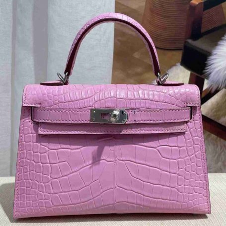 HERMES ケリー 19cm ワニ革 ピンク ショルダーバッグ 高品質 19cm Kelly 19cm サイズ:19cm