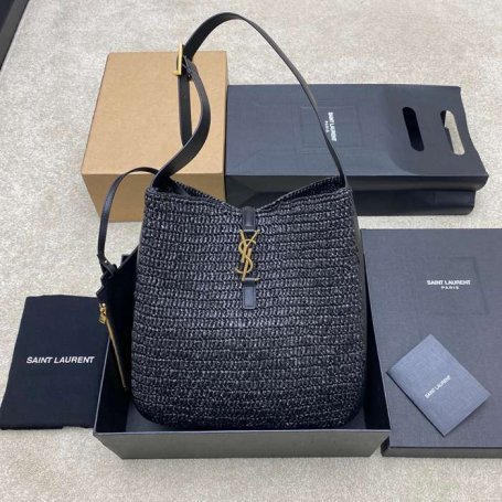 SAINT LAURENT 753837 編み ブラック、ゴールド 脇下バッグ 大、クラシック 31x30x13cm サイズ:31x30x13cm