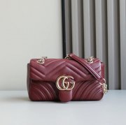 GUCCI 837280 ラムレザー、レザー ブラウン、ゴールド ハンドバッグ GG、マルモント、新作 22x12cm サイズ:22x12cm