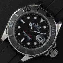 ROLEX ヨットマスター ブラックダイヤル ラバーバンド 売上トップ