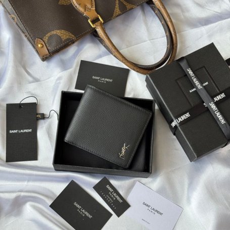SAINT LAURENT 607727 メンズ対折り財布 荔枝紋 サイズ:11x9.5x2.5cm