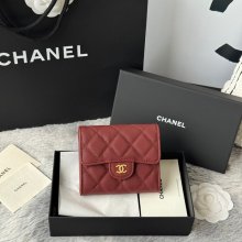 CHANEL 82288 CF 短三つ折り財布 カヴィア粒革 サイズ:11.5x10.5cm