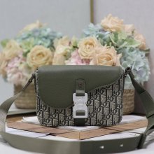 DIOR 049 プリント牛皮サドルフラップメッセンジャー サイズ:23x17cm
