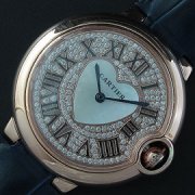 CARTIER バロンブルー オレンジバンド 全面ダイヤ文字盤 薄型