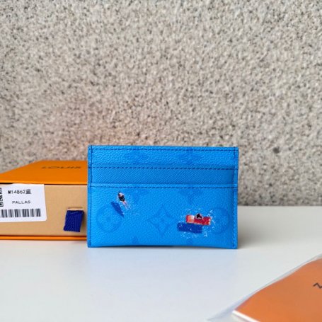 LOUIS VUITTON M14862 カードケース カラードモノグラム スポーツシーン ブルー サイズ:11x1.5cm