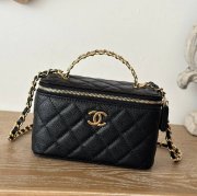 CHANEL 66017 ラムレザー ボール紋 ブラック 16×9.5×8cm サイズ:16×9.5×8cm