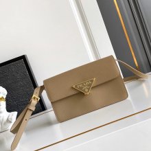 PRADA 1BD386 カーフスキン、ラムレザー ゴールド 斜め掛けバッグ、ショルダーバッグ、ハンドバッグ クラシック、ミニ 24x18x11cm サイズ:24x18x11cm