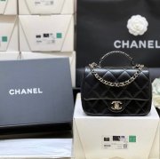 CHANEL ラムレザー ブラック×ゴールド クラシック 小 20×13×6cm サイズ:20×13×6cm