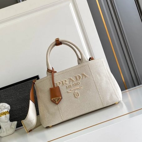 PRADA 1BG554 キャンバス、リネン プリント 斜め掛けバッグ、ショルダーバッグ、ハンドバッグ、ハンドバッグ ソフトラックス、編み、クラシック 33x20x19cm サイズ:33x20x19cm