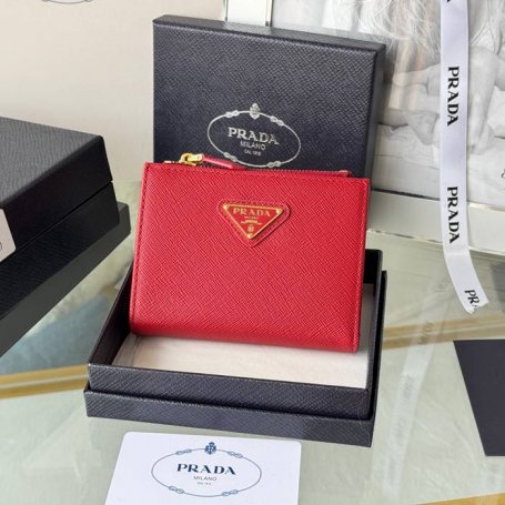 PRADA 1ML050 短財布 サフィアーノ十字紋 牛皮 サイズ:10x9cm