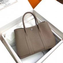 HERMES ガーデン 30cm レザー 象グレー ハンドバッグ セミハンドメイド 30cm Garden 30cm サイズ:30cm