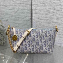 DIOR カーフレザー ホワイト、ブルー、グレー 斜め掛けバッグ、ショルダーバッグ クラシック 28.5x14.5x10.0cm サイズ:28.5x14.5x10cm