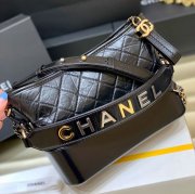CHANEL 1582 配色 シルバー×ゴールド 斜め掛けバッグ 小 中 20×15×8cm サイズ:20×15×8cm