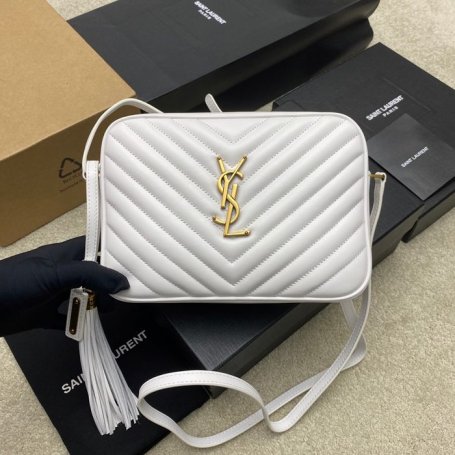 SAINT LAURENT 505730 ホワイト、ゴールド、クリーム 斜め掛けバッグ クラシック 23x16cm サイズ:23x16cm