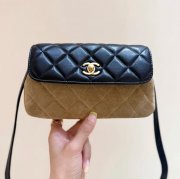 CHANEL ラムレザー 配色 斜め掛けバッグ 20×12×3.5cm サイズ:20×12×3.5cm