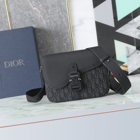 DIOR サドルメッセンジャー 黒布ジャガード サイズ:23x18cm