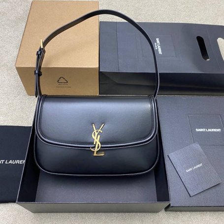 SAINT LAURENT 832332 ラムレザー ブラック、ゴールド ハンドバッグ クラシック 29x18cm サイズ:29x18cm
