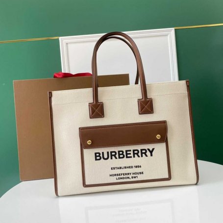BURBERRY 138160 キャンバス プリント ショルダーバッグ トート 40x30x16cm サイズ:40x30x16cm