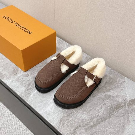 【LOUISVUITTON】ウールスリッポン厚底ルームシューズアウトドアスリッパレディース