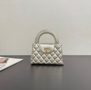 CHANEL 菱格紋 シルバー ハンドバッグ 大 秋冬 19×13×7cm サイズ:19×13×7cm