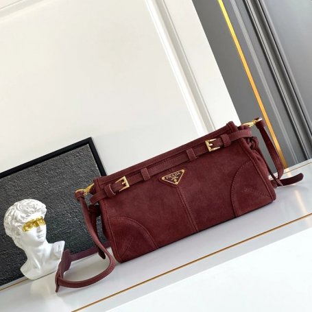 PRADA 1BH215 スエード 斜め掛けバッグ、ショルダーバッグ、リュックサック ヴィンテージ 26x14x12cm サイズ:26x14x12cm