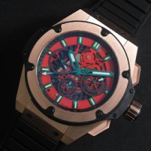 HUBLOT キングパワー メキシコ Asian 7750搭載 自動巻き クロノグラフ レッド
