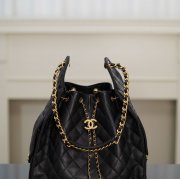 CHANEL ブラック×ゴールド バケツバッグ 大 40×30×15cm サイズ:40×30×15cm