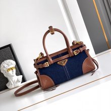 PRADA 1BA486 デニムハンドバッグ ボニー サイズ:23.5x12cm