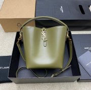 SAINT LAURENT 749036 カーフレザー、カーフ ブラック、グリーン、ゴールド バケツバッグ クラシック 20x17x13cm サイズ:20x17x13cm