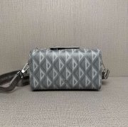DIOR パターン牛皮革サドルフラップハンドバッグ リンゴット サイズ:22x12.5x10.5cm