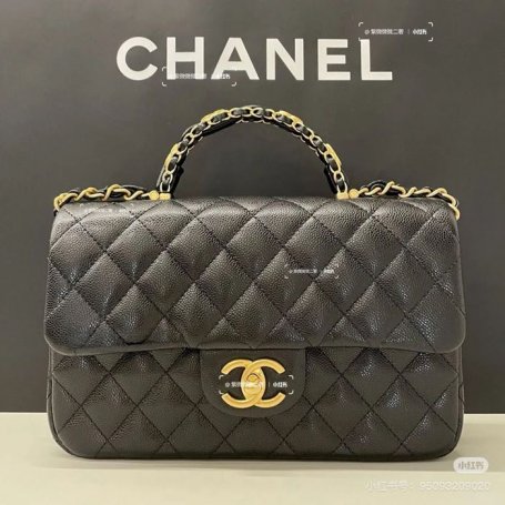 CHANEL カーフレザー 荔枝紋 ブラック クラシック 小 22.5×13.5×6cm サイズ:22.5×13.5×6cm