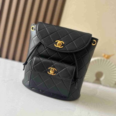Chanel ヴィンテージ リュック ラムレザー ブラック A2210 サイズ:21x20.5x10cm