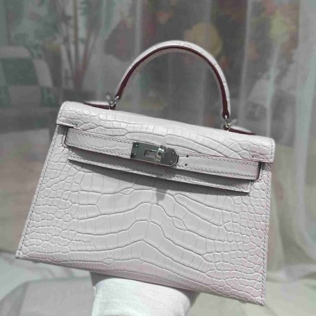 HERMES ケリー ワニ革 パープル ショルダーバッグ 高品質 19cm Kelly サイズ:19cm