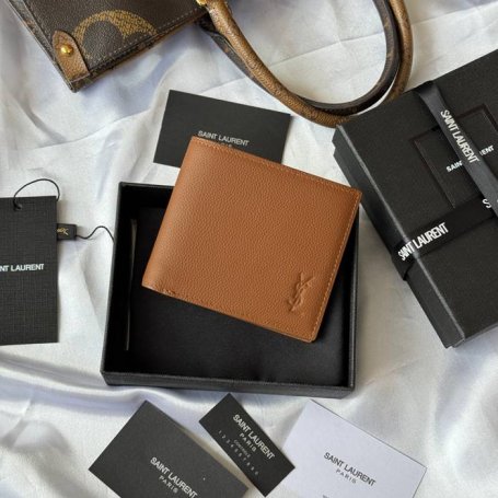 SAINT LAURENT 607727 メンズ対折り財布 荔枝紋刻印 サイズ:11x9.5x2.5cm