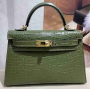HERMES ケリー 19cm ワニ革 ショルダーバッグ 高品質 金具ゴールド 19cm Kelly 19cm サイズ:19cm