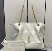 SAINT LAURENT 833948 ラムレザー ホワイト、ゴールド トートバッグ、脇下バッグ ジェイミー 29x27x11cm サイズ:29x27x11cm