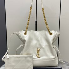 SAINT LAURENT 833948 ラムレザー ホワイト、ゴールド トートバッグ、脇下バッグ ジェイミー 29x27x11cm サイズ:29x27x11cm