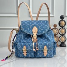 Louis Vuitton モンソリー カルゴ リュック 牛仔丹宁 ブルー M27330 サイズ:32x30.5x16cm
