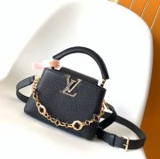 LOUIS VUITTON M14381 牛皮 モノグラム ブラック ハンドバッグ チェーンフラップ 22x12cm サイズ:22x12cm