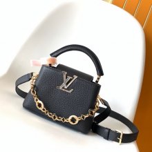 LOUIS VUITTON M14381 牛皮 モノグラム ブラック ハンドバッグ チェーンフラップ 22x12cm サイズ:22x12cm