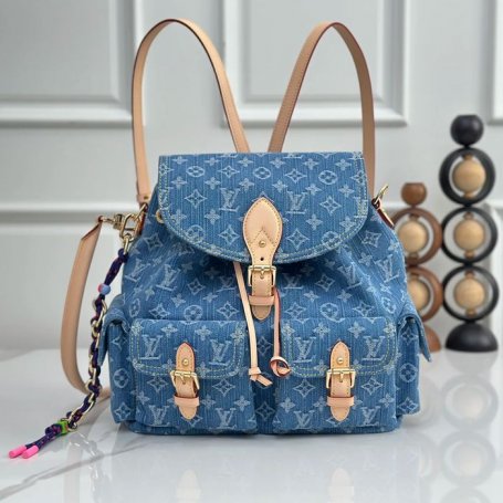 Louis Vuitton モンソリー カルゴ リュック 牛仔丹宁 ブルー M27330 サイズ:32x30.5x16cm