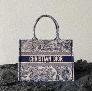 DIOR 刺繍、モノグラム、フラワー ブルー、グレー ハンドバッグ、トートバッグ 中 ヴィンテージ 36.0x27.0x16.0cm サイズ:36x27x16cm