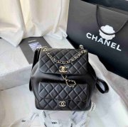 Chanel デュマ カーフ ラージ リュック オールレザー ブラック 3618 サイズ:25x22x18cm