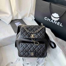 Chanel デュマ カーフ ラージ リュック オールレザー ブラック 3618 サイズ:25x22x18cm
